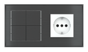 EKINEX Pulsante Basic (NO LED) con componente di serie civile per placca a 2 posti (modulo 60x45 mm)