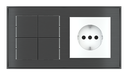 EKINEX Pulsante Basic (NO LED) con componente di serie civile per placca a 2 posti (modulo 60x55 mm)