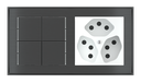 EKINEX Pulsante Basic (NO LED) con componente di serie civile per placca a 2 posti (modulo 60x60 mm)