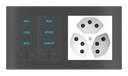 EKINEX Pulsante 10 tasti con testi/simboli retroilluminati, sensore di prossimità con componente di serie civile per placca a 2 posti (modulo 60x60 mm)