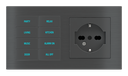 EKINEX Pulsante 8 tasti con testi/simboli retroilluminati, sensore di prossimità e presa elettrica per placca a 2 posti (modulo 60x55 mm) - IT