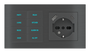 EKINEX Pulsante 8 tasti con testi/simboli retroilluminati, sensore di prossimità e presa elettrica per placca a 2 posti (modulo 60x55 mm) - IT USB