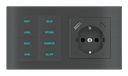 EKINEX Pulsante 8 tasti con testi/simboli retroilluminati, sensore di prossimità e presa elettrica per placca a 2 posti (modulo 60x55 mm) - Schuko USB