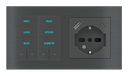 EKINEX Pulsante 10 tasti con testi/simboli retroilluminati, sensore di prossimità e presa elettrica per placca a 2 posti (modulo 60x55 mm) - IT USB