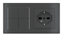 EKINEX Pulsante Basic (NO LED) e presa elettrica per placca a 2 posti (modulo 60x55 mm) - IT