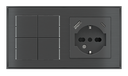 EKINEX Pulsante Basic (NO LED) e presa elettrica per placca a 2 posti (modulo 60x55 mm)  - IT USB