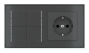 EKINEX Pulsante Basic (NO LED) e presa elettrica per placca a 2 posti (modulo 60x55 mm)  - Schuko