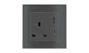 EKINEX Presa elettrica quadrata (modulo 55x55 mm) - UK USB