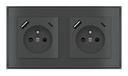 EKINEX Presa elettrica per placca a 2 posti (moduli 55x55 mm) - FR USB