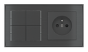 EKINEX Pulsante Basic (NO LED) e presa elettrica per placca a 2 posti (modulo 60x55 mm)  - FR