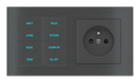 EKINEX Pulsante 8 tasti con testi/simboli retroilluminati, sensore di prossimità e presa elettrica per placca a 2 posti (modulo 60x55 mm) - FR