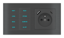 EKINEX Pulsante 8 tasti con testi/simboli retroilluminati, sensore di prossimità e presa elettrica per placca a 2 posti (modulo 60x55 mm) - FR USB