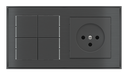 EKINEX Pulsante Basic (NO LED) e presa elettrica per placca a 2 posti (modulo 60x55 mm)  - IL