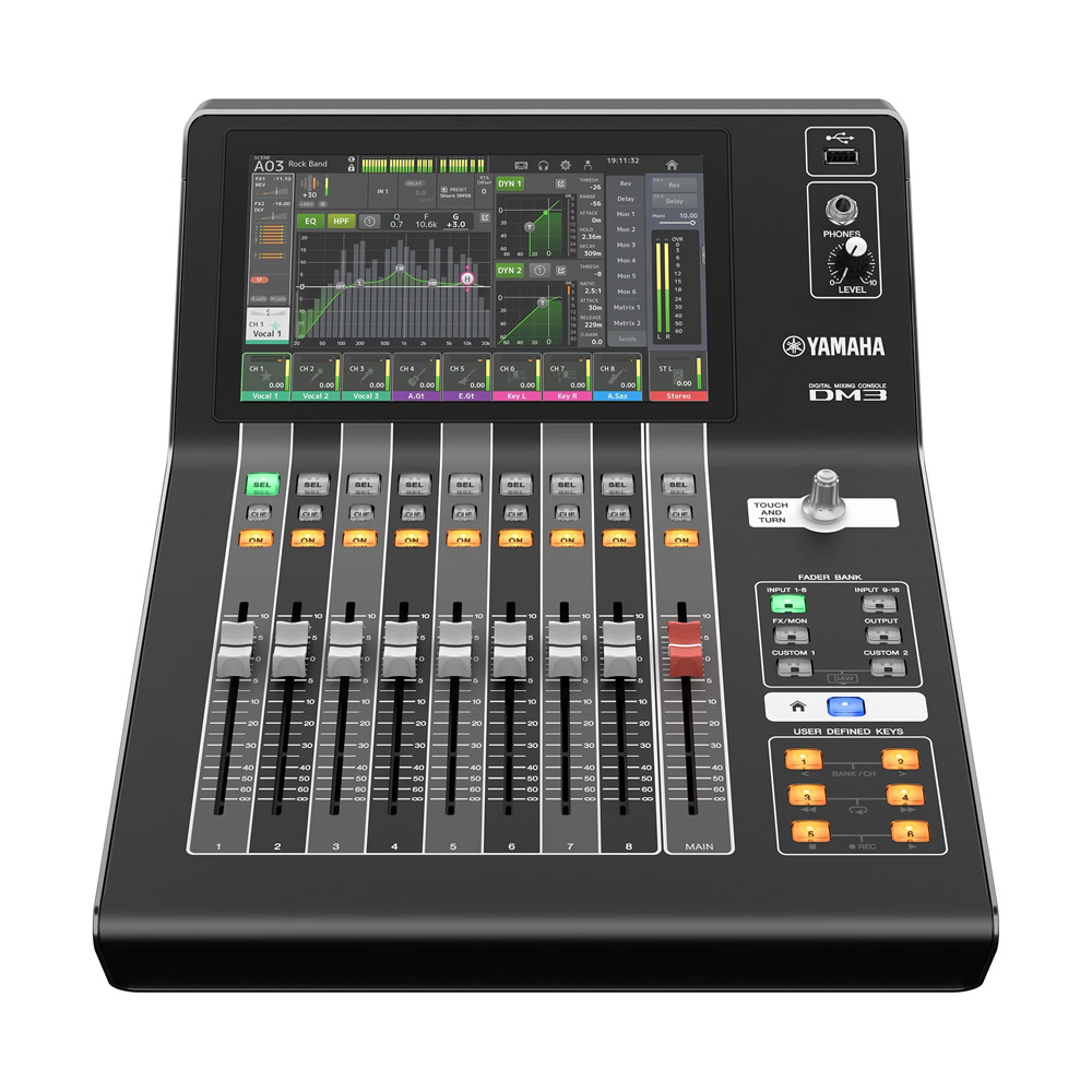 YAMAHA DM3 Mixer digitale Dante con 16 mono +1 stereo +2FX, uscite 1 stereo + 6 mix +2FX + 2MTX